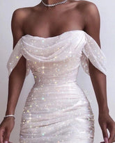 Off Shoulder Cowl Neck Dress Solid Slim Party Dress Backless Strapless Vestidos